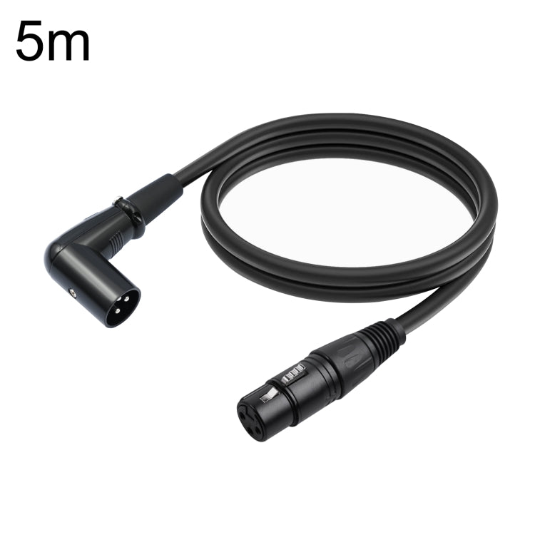 XK042L XLR 3pin Straight Female to Elbow Male Audio Cable, Length:5m(Black) - Microphone Audio Cable & Connector by buy2fix | Online Shopping UK | buy2fix