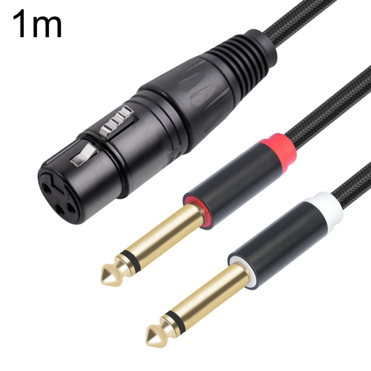 2020Y63 XLR Female to Dual 6.35mm 1/4 TRS Male Y-type Audio Cable, Length:1m(Black) - Microphone Audio Cable & Connector by buy2fix | Online Shopping UK | buy2fix