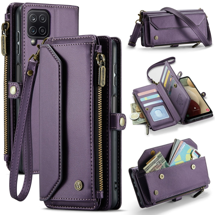 For Samsung Galaxy A12 5G CaseMe C36 Card Slots Zipper Wallet RFID Anti-theft Leather Phone Case(Purple) - Galaxy Phone Cases by CaseMe | Online Shopping UK | buy2fix