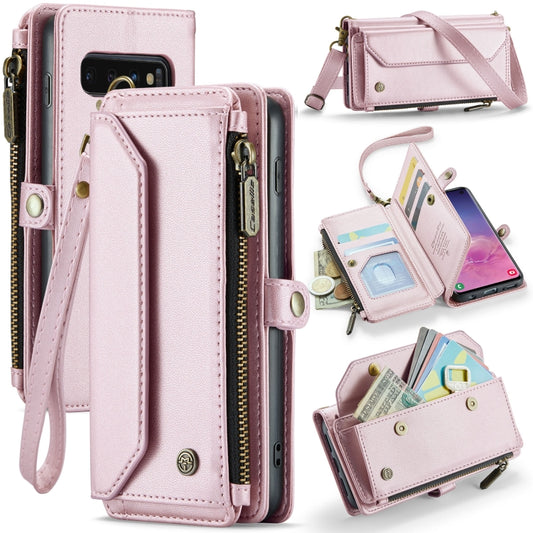 For Samsung Galaxy S10 CaseMe C36 Card Slots Zipper Wallet RFID Anti-theft Leather Phone Case(Pink) - Galaxy Phone Cases by CaseMe | Online Shopping UK | buy2fix