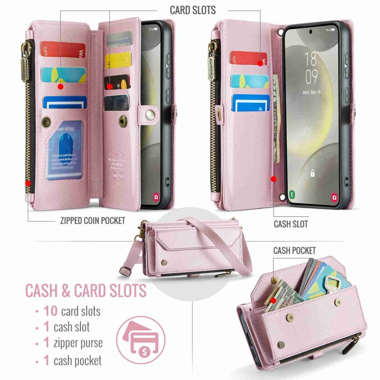 For Samsung Galaxy S24 5G CaseMe C36 Card Slots Zipper Wallet RFID Anti-theft Leather Phone Case(Pink) - Galaxy S24 5G Cases by CaseMe | Online Shopping UK | buy2fix