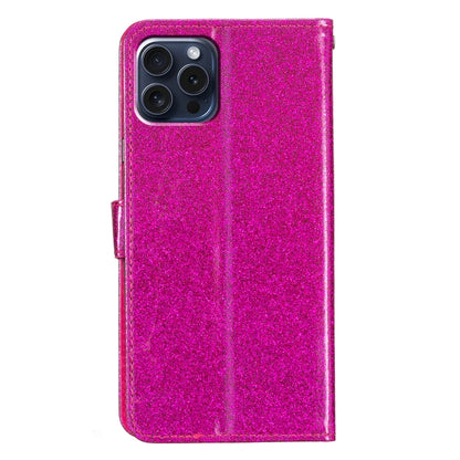 For iPhone 16 Pro Max Glitter Powder Flip Leather Phone Case(Rose Red) - iPhone 16 Pro Max Cases by buy2fix | Online Shopping UK | buy2fix