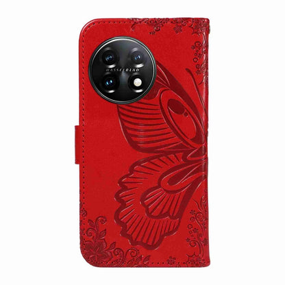 For OnePlus 11 5G Swallowtail Butterfly Embossed Leather Phone Case(Red) - OnePlus Cases by buy2fix | Online Shopping UK | buy2fix