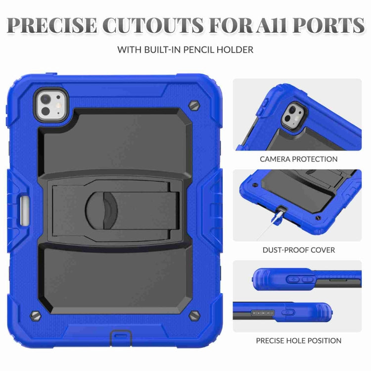 For iPad Pro 11 2024 Silicone Hydric PC Tablet Case with Shoulder Strap & Holder(Blue) - iPad Pro 11 2024 Cases by buy2fix | Online Shopping UK | buy2fix