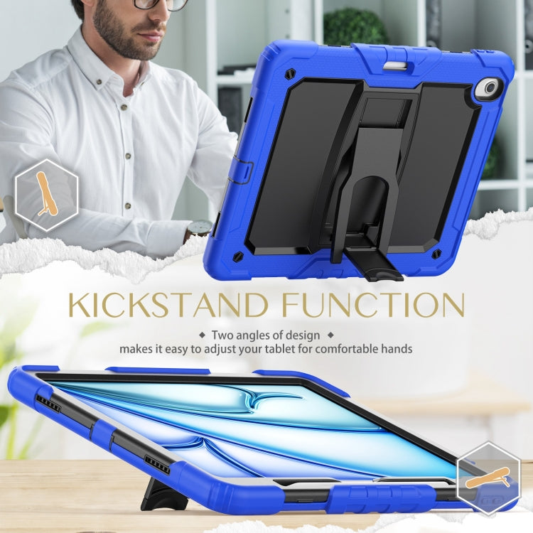 For iPad Air 13 2024 Silicone Hydric PC Tablet Case with Shoulder Strap & Holder(Blue) - iPad Air 13 2024 Cases by buy2fix | Online Shopping UK | buy2fix