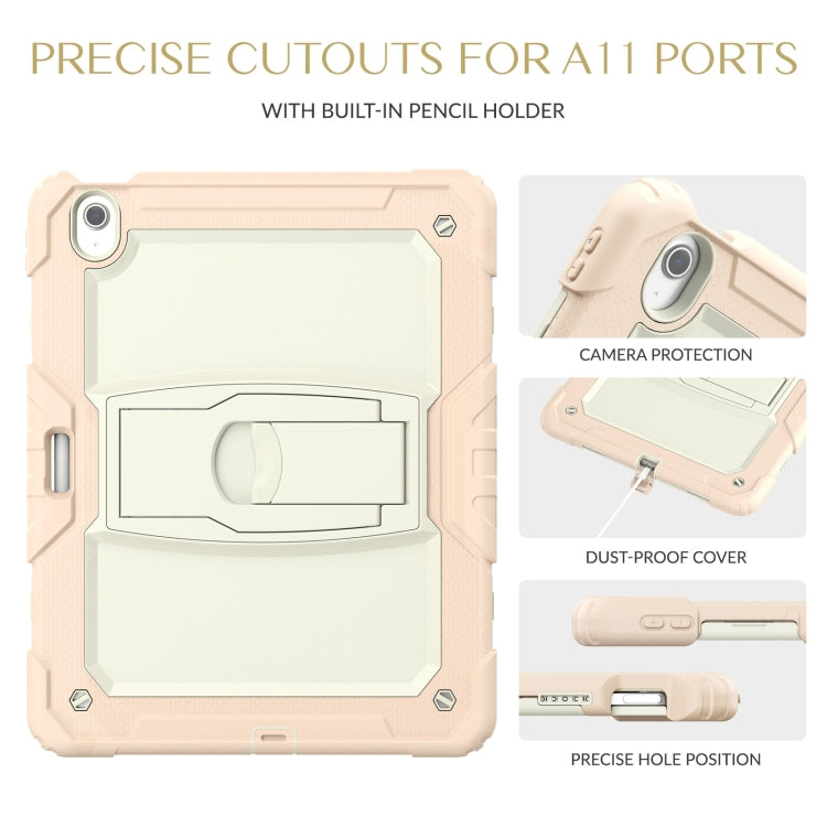 For iPad Air 13 2024 Silicone Hydric PC Tablet Case with Shoulder Strap & Holder(Beige Rose Gold) - iPad Air 13 2024 Cases by buy2fix | Online Shopping UK | buy2fix