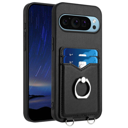 For Google Pixel 9 Pro XL R20 Ring Card Holder Phone Case(Black) - Google Cases by buy2fix | Online Shopping UK | buy2fix