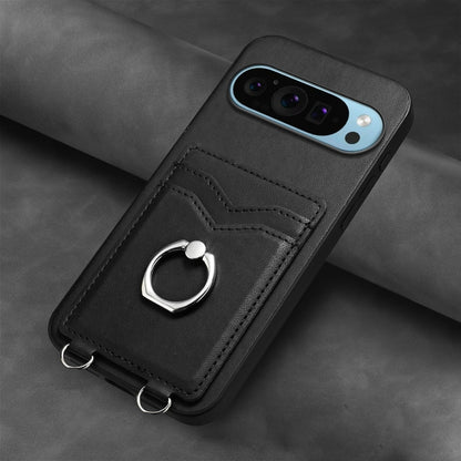 For Google Pixel 9 Pro XL R20 Ring Card Holder Phone Case(Black) - Google Cases by buy2fix | Online Shopping UK | buy2fix