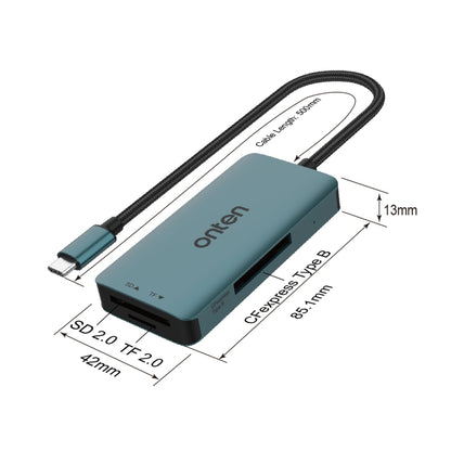 Onten C11 3 in 1 USB-C / Type-C to CFepress Type-B & SD & TF Card Reader(Pine Green) - Card Reader by Onten | Online Shopping UK | buy2fix