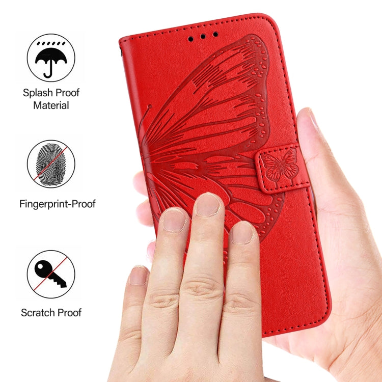 For Blackview A52 Embossed Butterfly Leather Phone Case(Red) - More Brand by buy2fix | Online Shopping UK | buy2fix