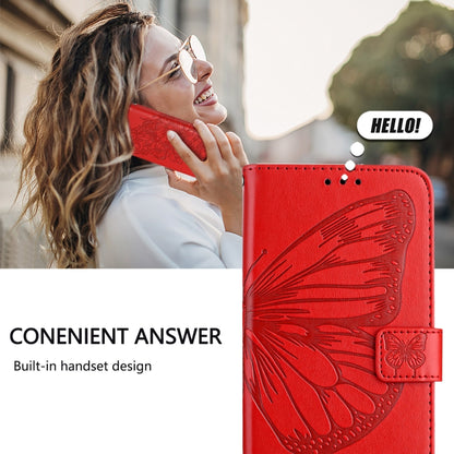 For Blackview A52 Embossed Butterfly Leather Phone Case(Red) - More Brand by buy2fix | Online Shopping UK | buy2fix