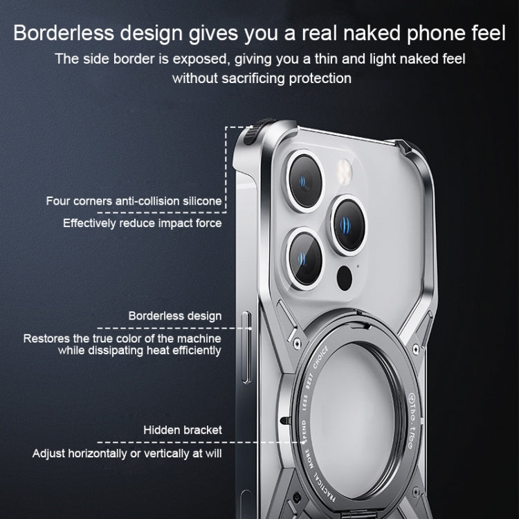 For iPhone 15 Pro Max Aluminum Alloy Frameless 360-Degree Rotating Phone Case(Grey) - iPhone 15 Pro Max Cases by buy2fix | Online Shopping UK | buy2fix