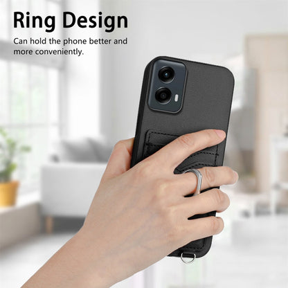 For Motorola Moto G Play 2024 5G R20 Ring Card Holder Phone Case(Black) - Motorola Cases by buy2fix | Online Shopping UK | buy2fix