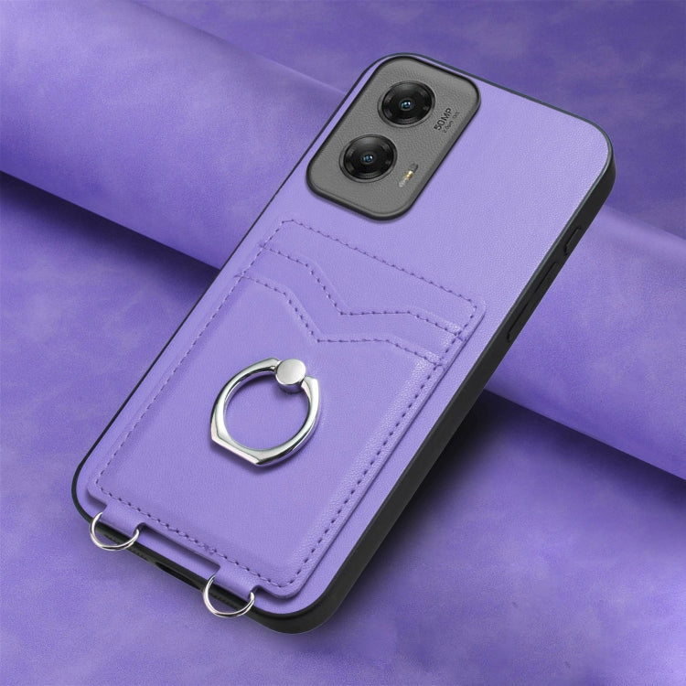 For Motorola Moto G Stylus 5G 2024 R20 Ring Card Holder Phone Case(Purple) - Motorola Cases by buy2fix | Online Shopping UK | buy2fix