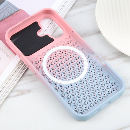 For iPhone 16 Gradient Color Honeycomb Aromatherapy MagSafe Phone Case(Pink Blue) - iPhone 16 Cases by buy2fix | Online Shopping UK | buy2fix