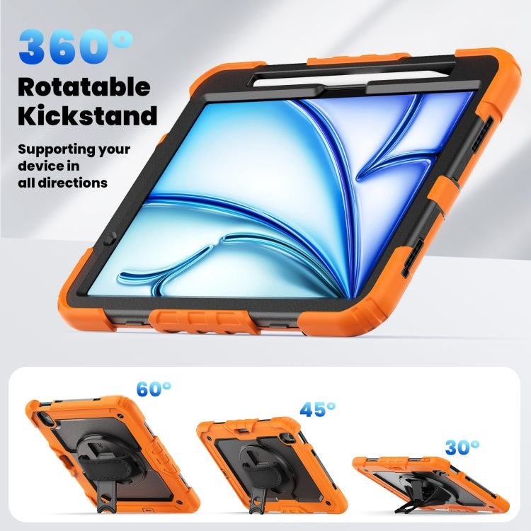 For iPad Air 11 2024 Silicone Hybrid PC Tablet Case with Shoulder Strap(Orange) - iPad Air 11 2024 Cases by buy2fix | Online Shopping UK | buy2fix