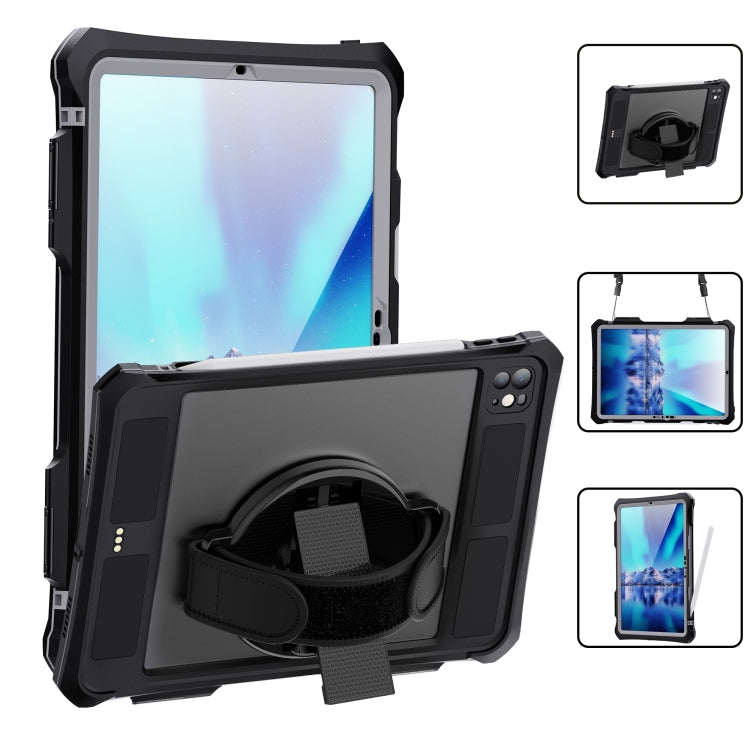 For iPad Pro 11 2024 RedPepper IP68 Waterproof PC + TPU Case with Lanyard & Swivel Bracket(Black) - iPad Pro 11 2024 Cases by RedPepper | Online Shopping UK | buy2fix