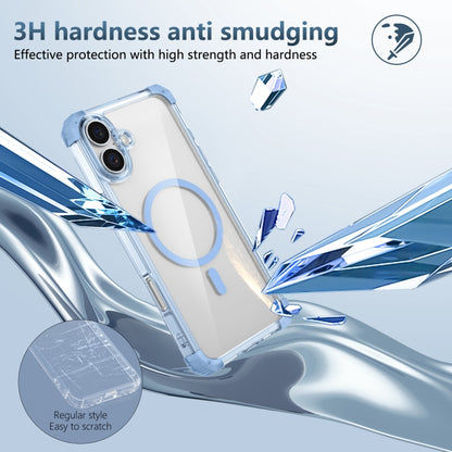 For iPhone 16 Plus Transparent MagSafe Magnetic Phone Case(Blue) - iPhone 16 Plus Cases by buy2fix | Online Shopping UK | buy2fix