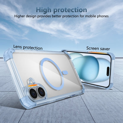 For iPhone 16 Plus Transparent MagSafe Magnetic Phone Case(Blue) - iPhone 16 Plus Cases by buy2fix | Online Shopping UK | buy2fix