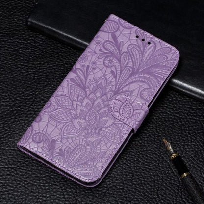 For Motorola Moto G Power 5G 2024 Lace Flower Embossing Flip Leather Phone Case(Purple) - Motorola Cases by buy2fix | Online Shopping UK | buy2fix