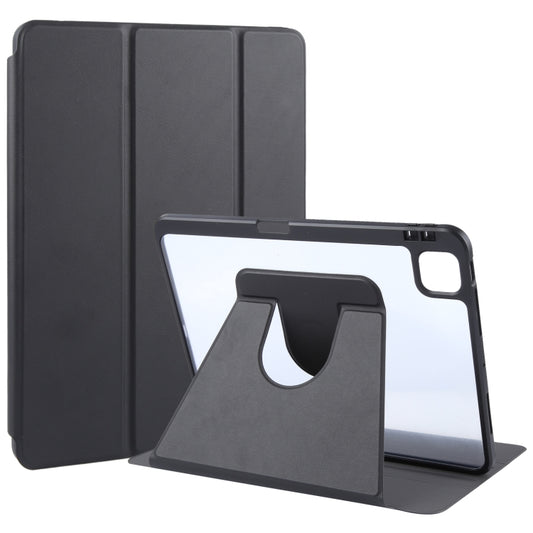 For iPad Air 11 2024 / Air 5 / Air 4 GEBEI Acrylic TPU 3-folding Rotating Smart Tablet Leather Case withh Pen Slot(Black) - iPad Air 11 2024 Cases by GEBEI | Online Shopping UK | buy2fix