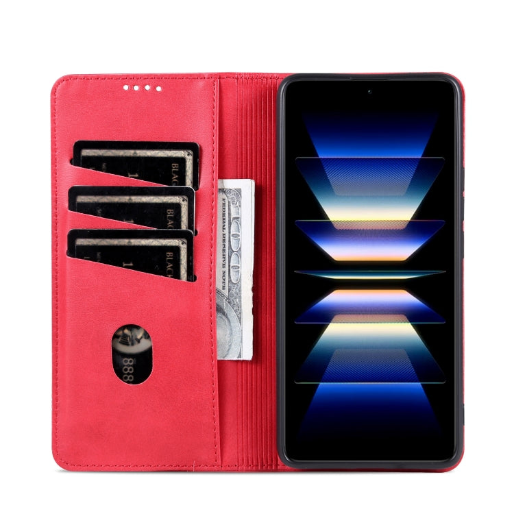 For Redmi K70 Ultra AZNS Magnetic Calf Texture Flip Leather Phone Case(Red) - Xiaomi Cases by AZNS | Online Shopping UK | buy2fix