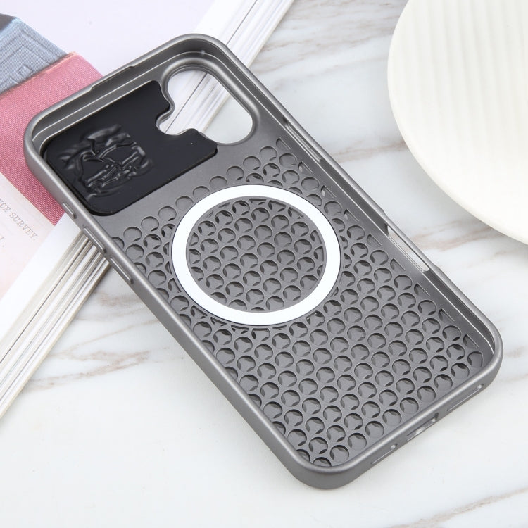 For iPhone 16 Pure Color Honeycomb Aromatherapy MagSafe Phone Case(Grey) - iPhone 16 Cases by buy2fix | Online Shopping UK | buy2fix