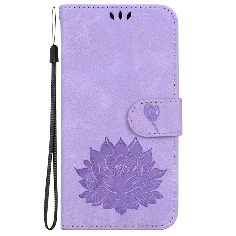 For Motorola Moto G Power 5G 2024 Lotus Embossed Leather Phone Case(Purple) - Motorola Cases by buy2fix | Online Shopping UK | buy2fix