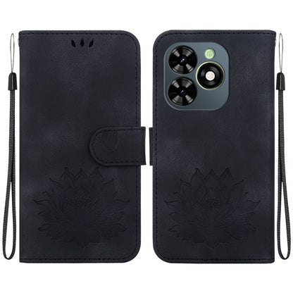 For Tecno Spark G0 2024 / Spark 20 Lotus Embossed Leather Phone Case(Black) - Tecno Cases by buy2fix | Online Shopping UK | buy2fix