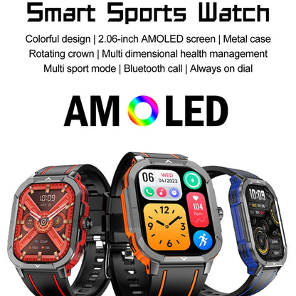 LEMFO HK56 2.06 inch BT5.3 IP68 Sport Smart Watch, Support Bluetooth Call / Message Notification / Heart Rate / Blood Pressure Health Monitor(Red) - Smart Watches by LEMFO | Online Shopping UK | buy2fix