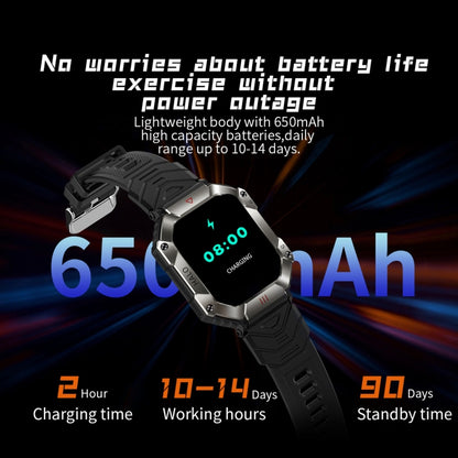 KR80 2.0 inch BT5.1 IP67 Sport Smart Watch, Support Bluetooth Call / Sleep / Blood Oxygen / Heart Rate / Blood Pressure Health Monitor(White+Orange) - Smart Watches by buy2fix | Online Shopping UK | buy2fix