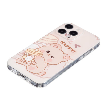 For iPhone 16 Pro Colored Drawing Pattern Transparent TPU Phone Case(Bear) - iPhone 16 Pro Cases by buy2fix | Online Shopping UK | buy2fix