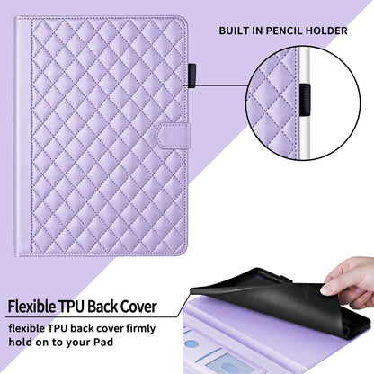 For Lenovo Tab M11 / Xiaoxin Pad 11 2024 Rhombus Lattice Leather Tablet Case(Purple) - Lenovo by buy2fix | Online Shopping UK | buy2fix