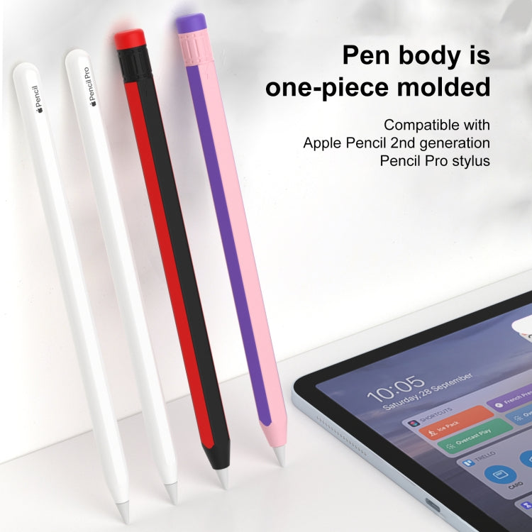 For Apple Pencil 2 / Pencil Pro Colorful Pencil Style Stylus Silicone Protective Case(Yellow Black) - Pencil Accessories by buy2fix | Online Shopping UK | buy2fix