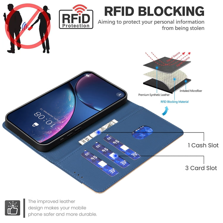 For iPhone 16 Pro Color Matching RFID Anti-theft Leather Phone Case(Blue) - iPhone 16 Pro Cases by buy2fix | Online Shopping UK | buy2fix