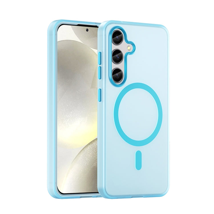 For Samsung Galaxy S24 5G MagSafe Frosted Translucent TPU + PC Full Coverage Phone Case(Blue) - Galaxy S24 5G Cases by buy2fix | Online Shopping UK | buy2fix