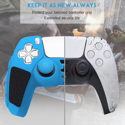 For Sony PS5 Splicing Color Silicone Gamepad Protective Case with Rocker Caps(Blue Black) - Cases by buy2fix | Online Shopping UK | buy2fix