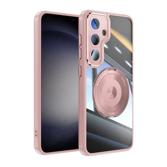 For Samsung Galaxy S24+ 5G 360 Holder Magsafe Acrylic Hybrid TPU Phone Case(Pink) - Galaxy S24+ 5G Cases by buy2fix | Online Shopping UK | buy2fix