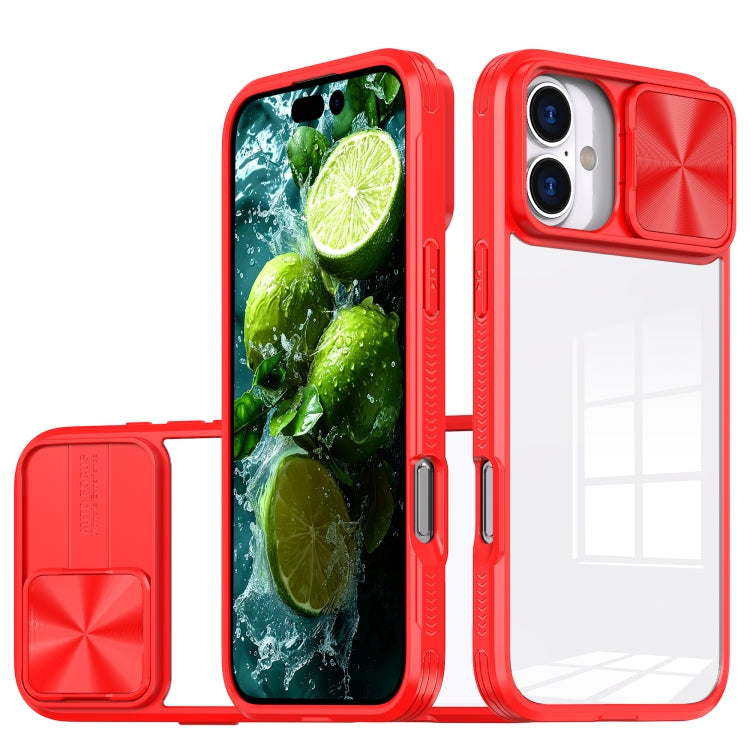 For iPhone 16 Sliding Camshield Acrylic Hybrid TPU Phone Case(Red) - iPhone 16 Cases by buy2fix | Online Shopping UK | buy2fix