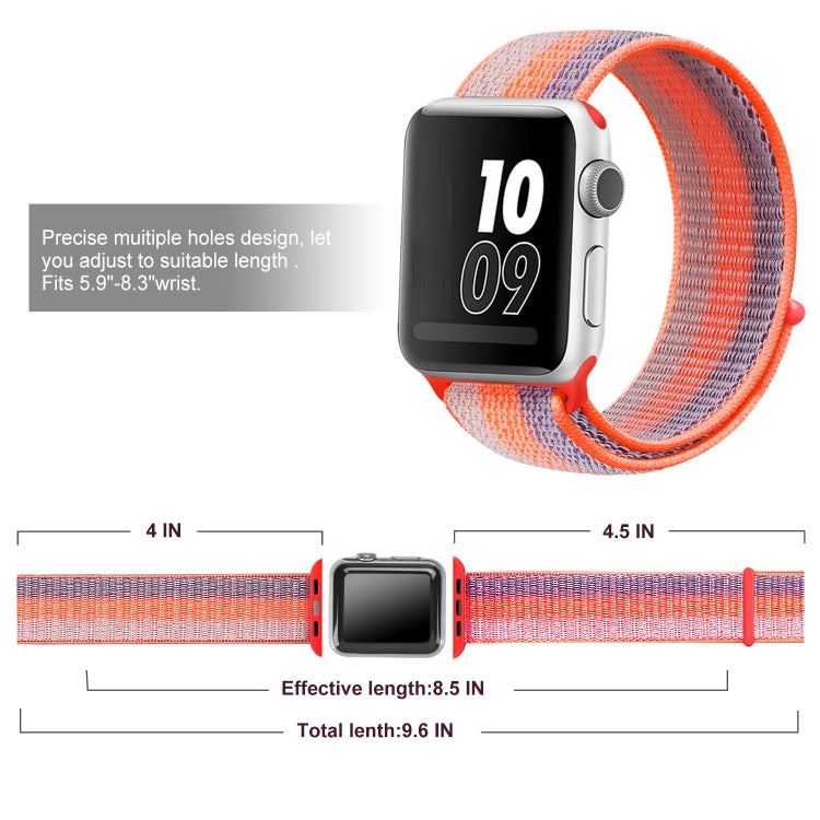 Nylon Loop Watch Band For Apple Watch Ultra 49mm&Watch Ultra 2 49mm / Series 9&8&7 45mm / SE 3&SE 2&6&SE&5&4 44mm / 3&2&1 42mm (Striped Rrange Red) - Watch Bands by buy2fix | Online Shopping UK | buy2fix