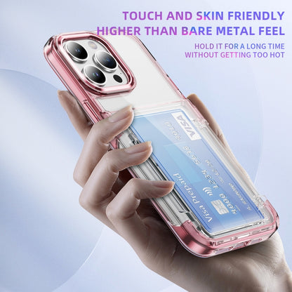 For iPhone 16 Pro Max Card Holder Acrylic Hybrid TPU Phone Case(Transparent Pink) - iPhone 16 Pro Max Cases by buy2fix | Online Shopping UK | buy2fix