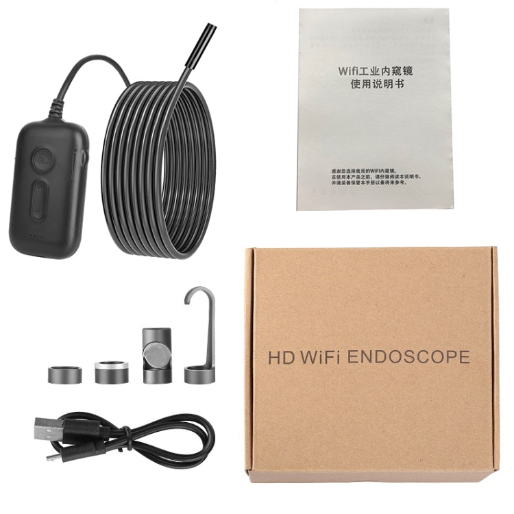 Y15 8mm Single Camera WiFi Connected Hard Cable HD Industrial Endoscope, Length:1m(Black) -  by buy2fix | Online Shopping UK | buy2fix