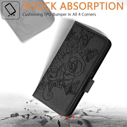 For Blackview WAVE 6C Embossed Rose RFID Anti-theft Leather Phone Case(Black) - More Brand by buy2fix | Online Shopping UK | buy2fix