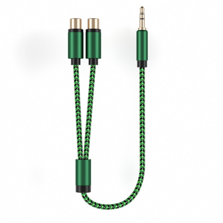 3.5mm Male to 2 RCA Female Audio Cable Amplifier Connector, Length:1m(Green) - RCA Cable by buy2fix | Online Shopping UK | buy2fix