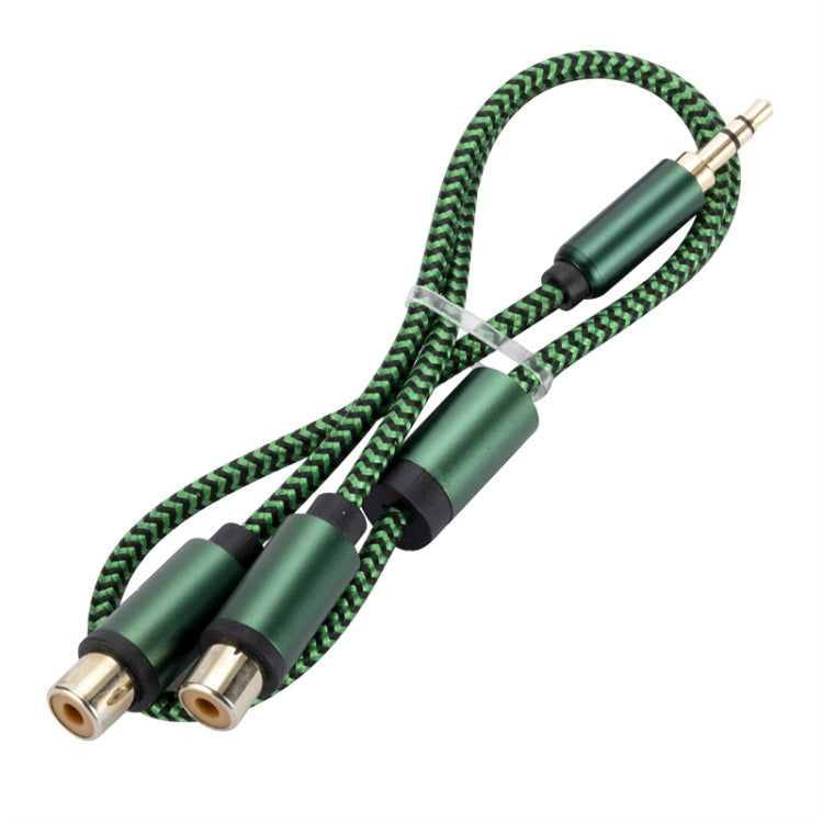 3.5mm Male to 2 RCA Female Audio Cable Amplifier Connector, Length:2m(Green) - RCA Cable by buy2fix | Online Shopping UK | buy2fix