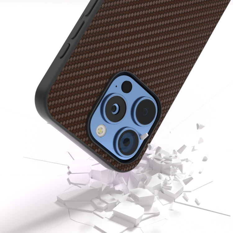 For iPhone 16 Pro Carbon Fiber Texture Protective Phone Case(Dark Brown) - iPhone 16 Pro Cases by buy2fix | Online Shopping UK | buy2fix