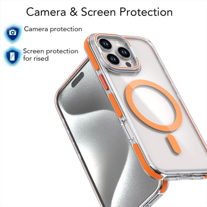 For iPhone 16 Pro Dual-Color Clear Acrylic Hybrid TPU Lens Flip Holder MagSafe Phone Case(Orange) - iPhone 16 Pro Cases by buy2fix | Online Shopping UK | buy2fix