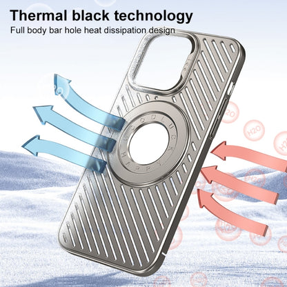 For iPhone 12 Pro Max Ice Armor Cooling MagSafe Skin Feel Phone Case(Black Grey) - iPhone 12 Pro Max Cases by buy2fix | Online Shopping UK | buy2fix