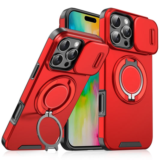 For iPhone 16 Pro Max Sliding Camshield Ring Holder Phone Case(Red) - iPhone 16 Pro Max Cases by buy2fix | Online Shopping UK | buy2fix