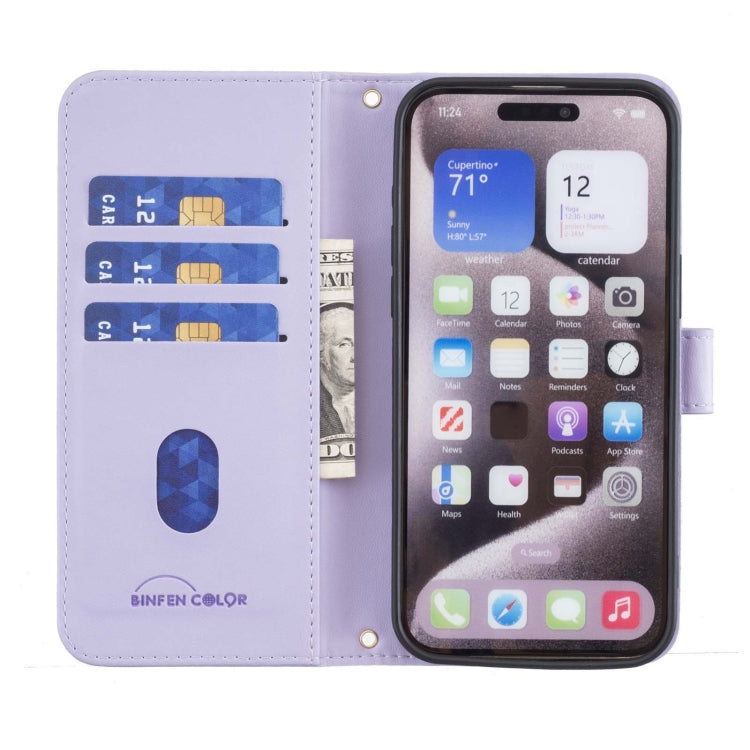 For iPhone 16 Square Texture Leather Phone Case(Purple) - iPhone 16 Cases by buy2fix | Online Shopping UK | buy2fix